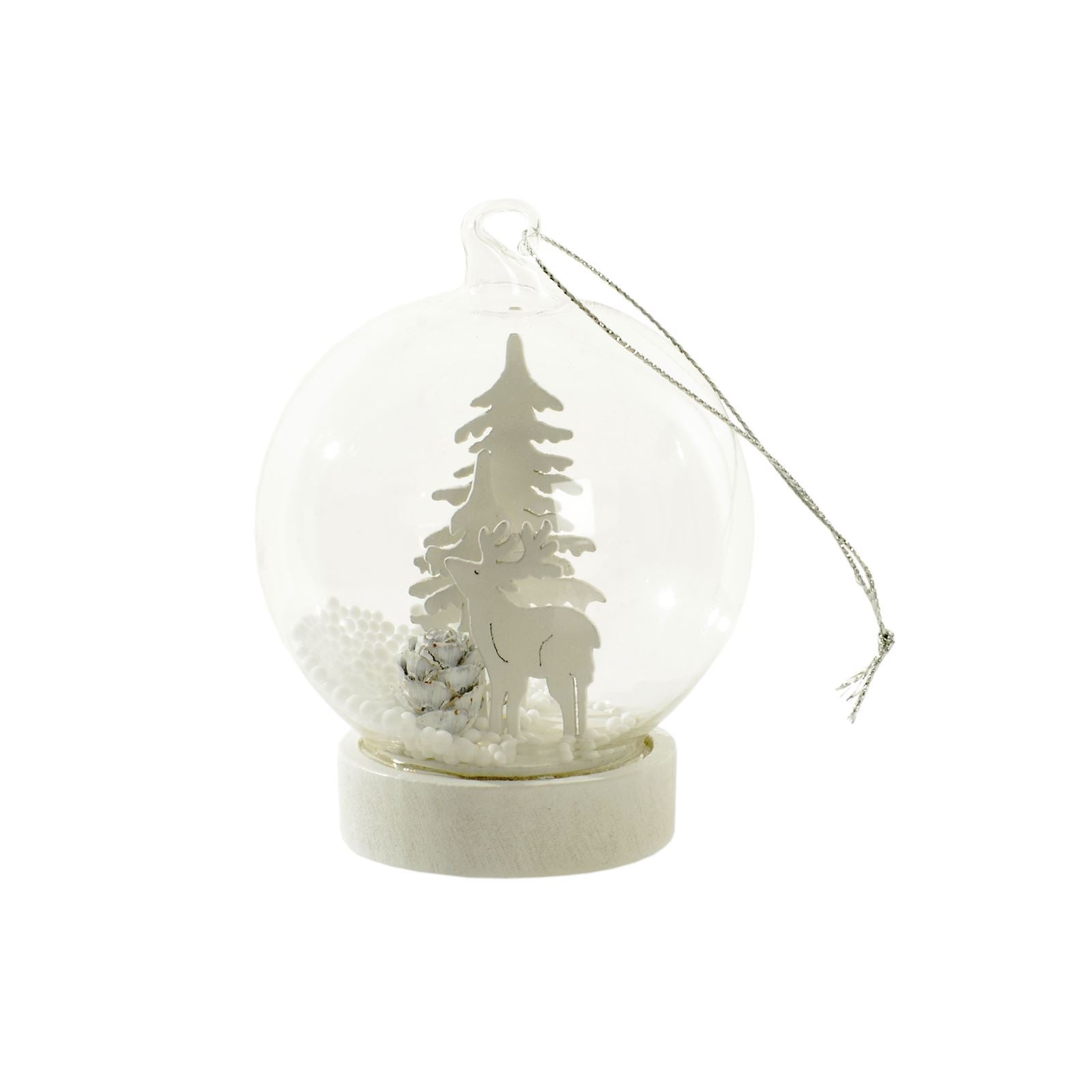 Mr Crimbo Glass Globe Light Up Christmas Tree Baubles - MrCrimbo.co.uk -XS5065 - Reindeer/Forest -Baubles