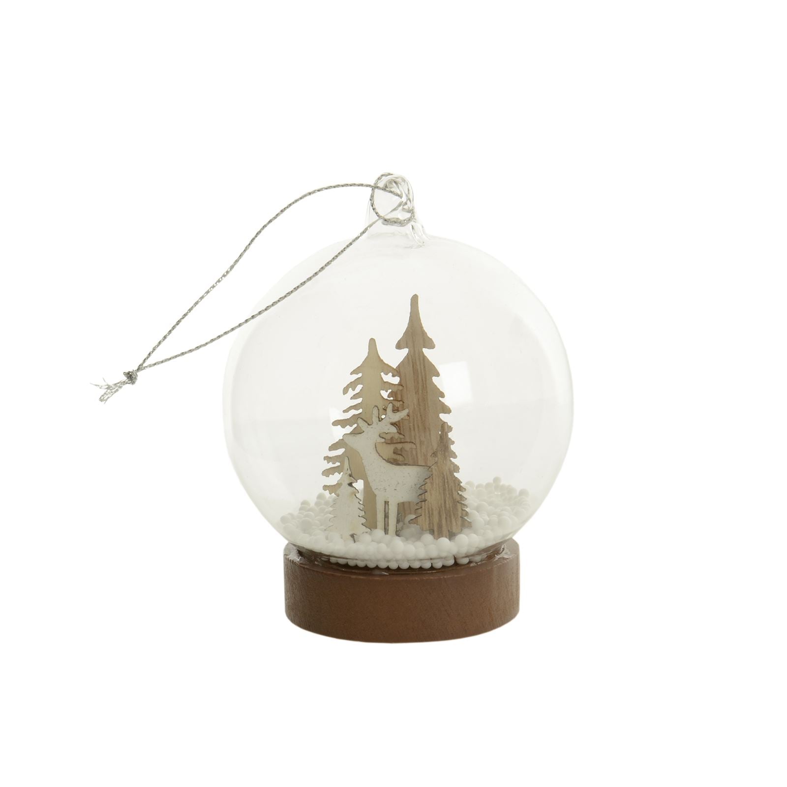 Mr Crimbo Glass Globe Light Up Christmas Tree Baubles - MrCrimbo.co.uk -XS5066 - Reindeer/Snow Forest -Baubles