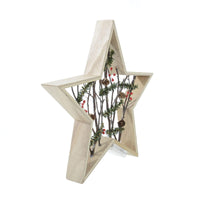 Mr Crimbo 15" Light Up Christmas Star Wood Decoration Berry - MrCrimbo.co.uk -XS5068 - -decorations