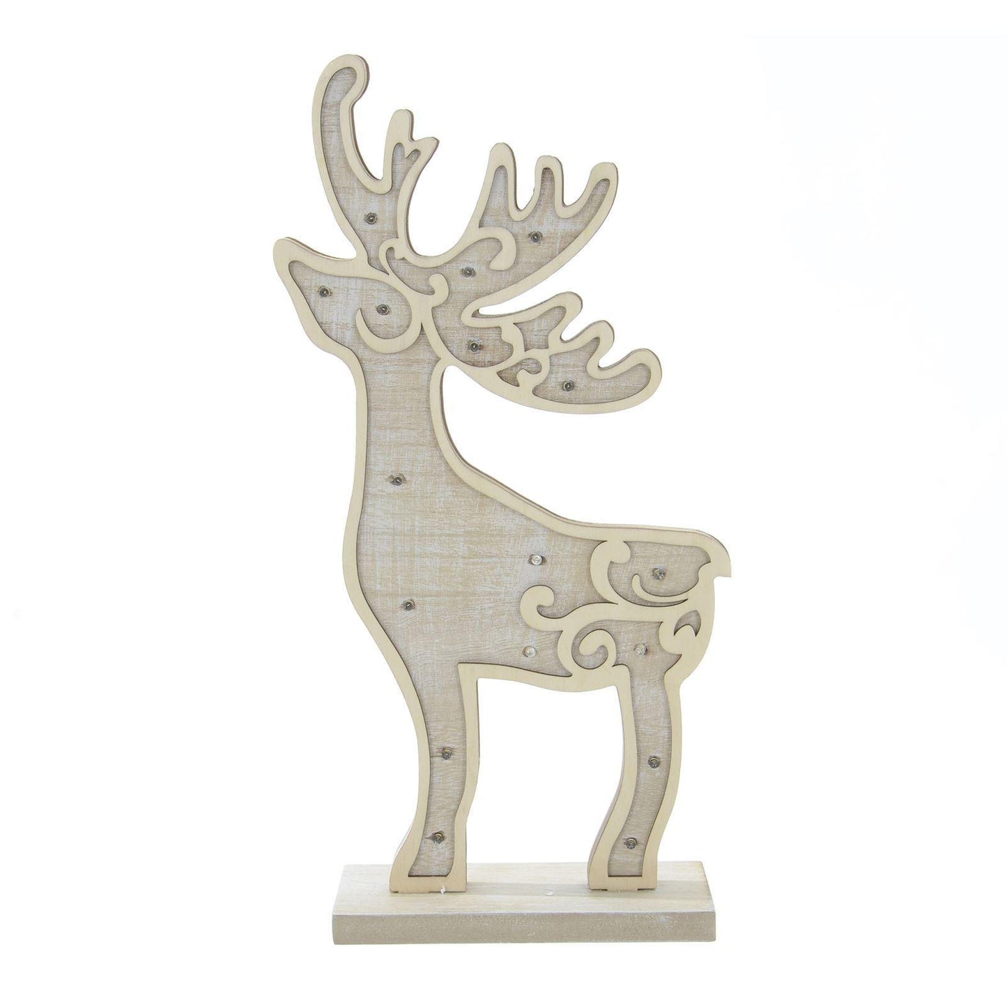 Mr Crimbo 16" Light Up Reindeer Wooden Christmas Decoration - MrCrimbo.co.uk -XS5069 - -decorations