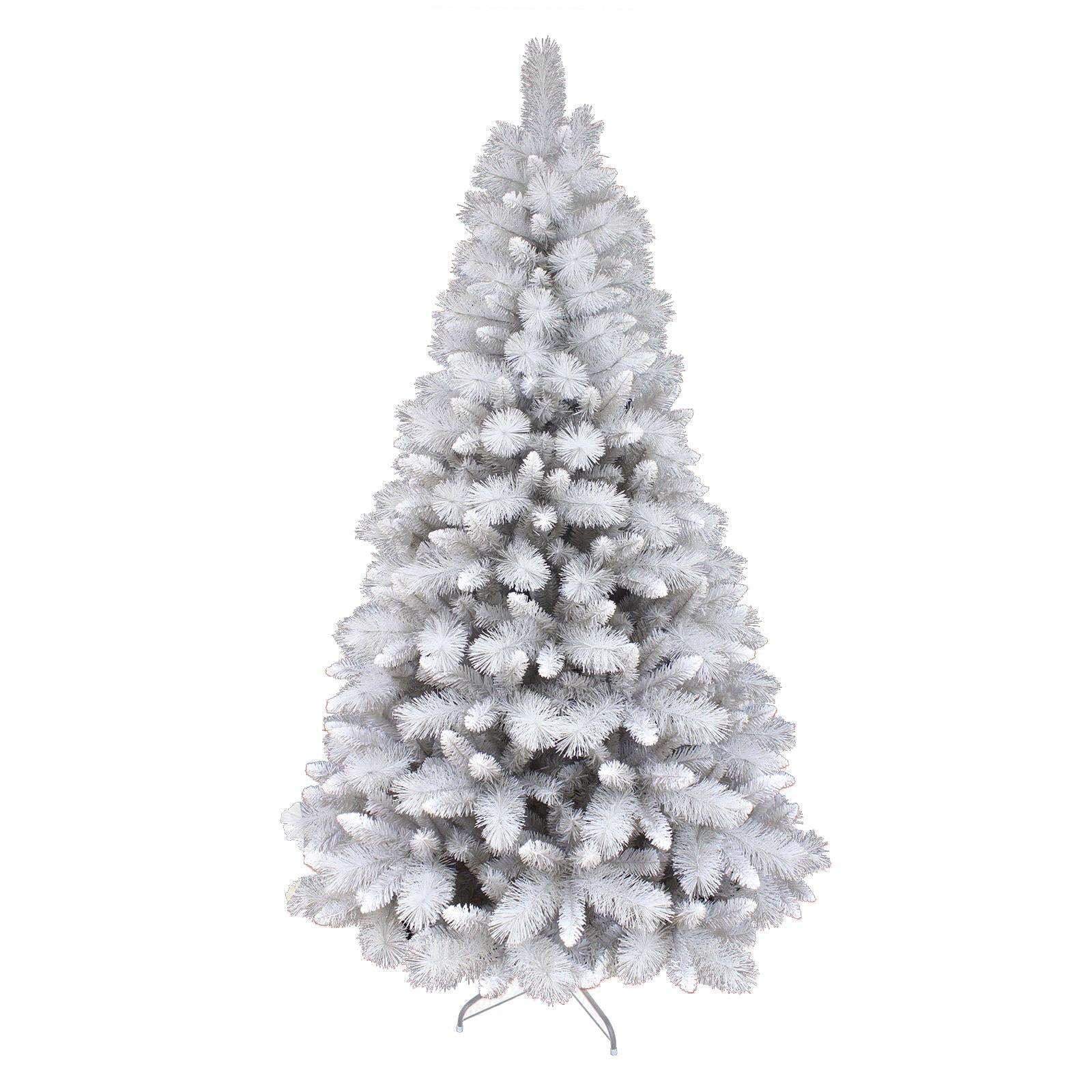 Mr Crimbo 6ft 7ft Silver Christmas Tree Glitter Mixed Pine - MrCrimbo.co.uk -XS5077 - 6ft -6ft christmas tree