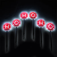Mr Crimbo Set of 6 LED HOHOHO Santa Pathway Christmas Lights - MrCrimbo.co.uk -XS5097 - -christmas garden lights