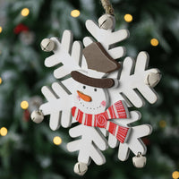 Mr Crimbo White Wooden Snowflake Shaped Tree Decorations - MrCrimbo.co.uk -XS5115 - Snowman -christmas tree decorations