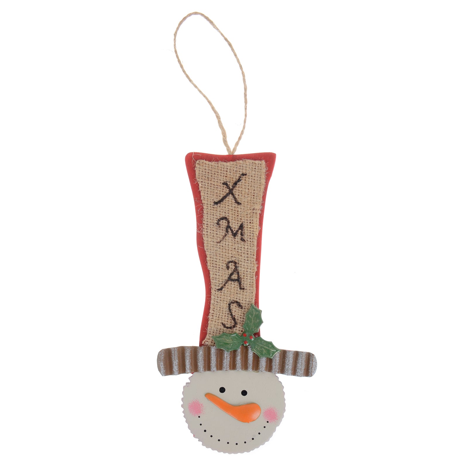 Mr Crimbo Tall Top Hat Snowman Christmas Tree Decoration - MrCrimbo.co.uk -XS5118 - Red -christmas baubles