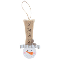 Mr Crimbo Tall Top Hat Snowman Christmas Tree Decoration - MrCrimbo.co.uk -XS5119 - Natural -christmas baubles