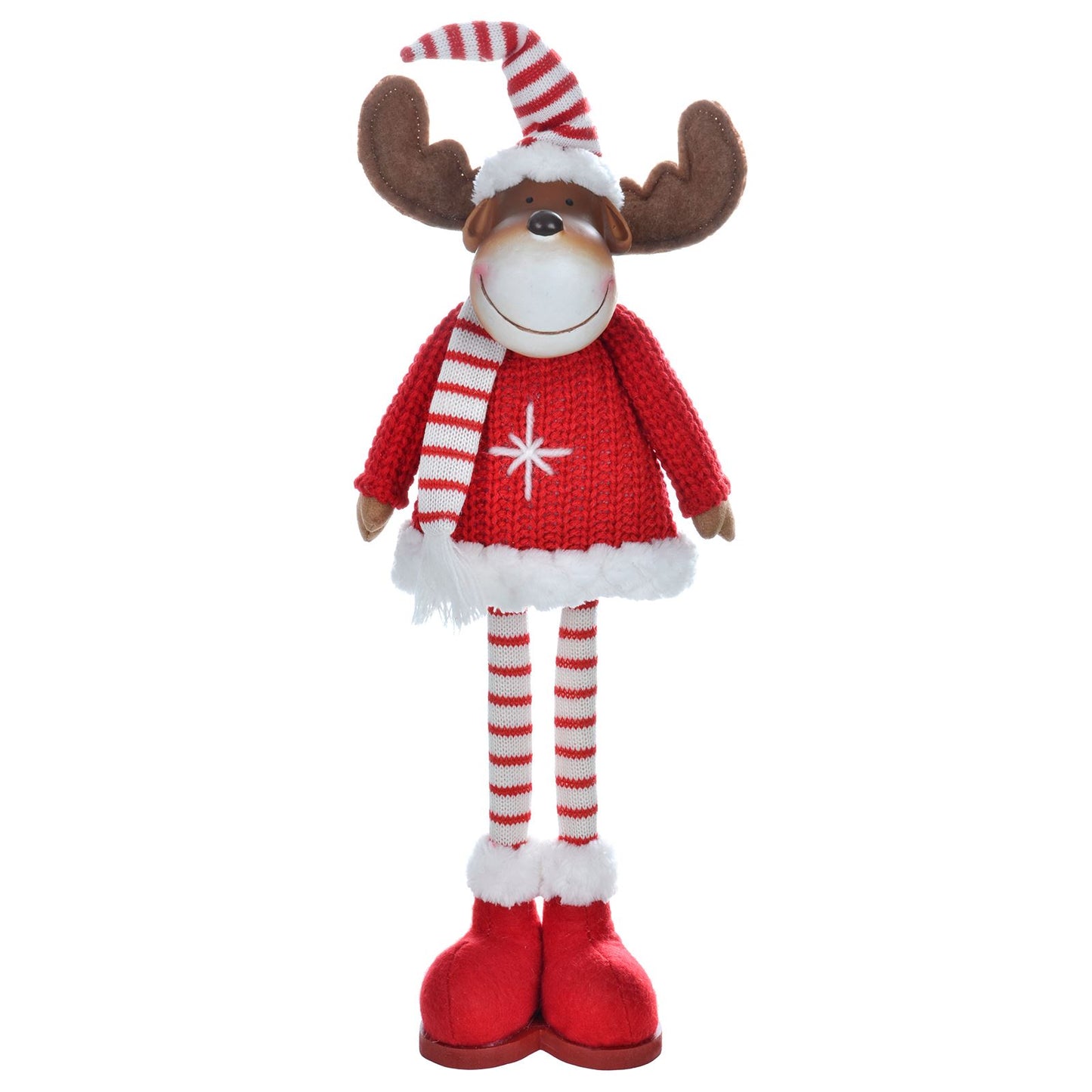 Mr Crimbo Plush Reindeer Figure Novelty Decoration Red White - MrCrimbo.co.uk -XS5138 - Reindeer Striped Trousers