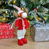 Mr Crimbo Plush Reindeer Figure Novelty Decoration Red White - MrCrimbo.co.uk