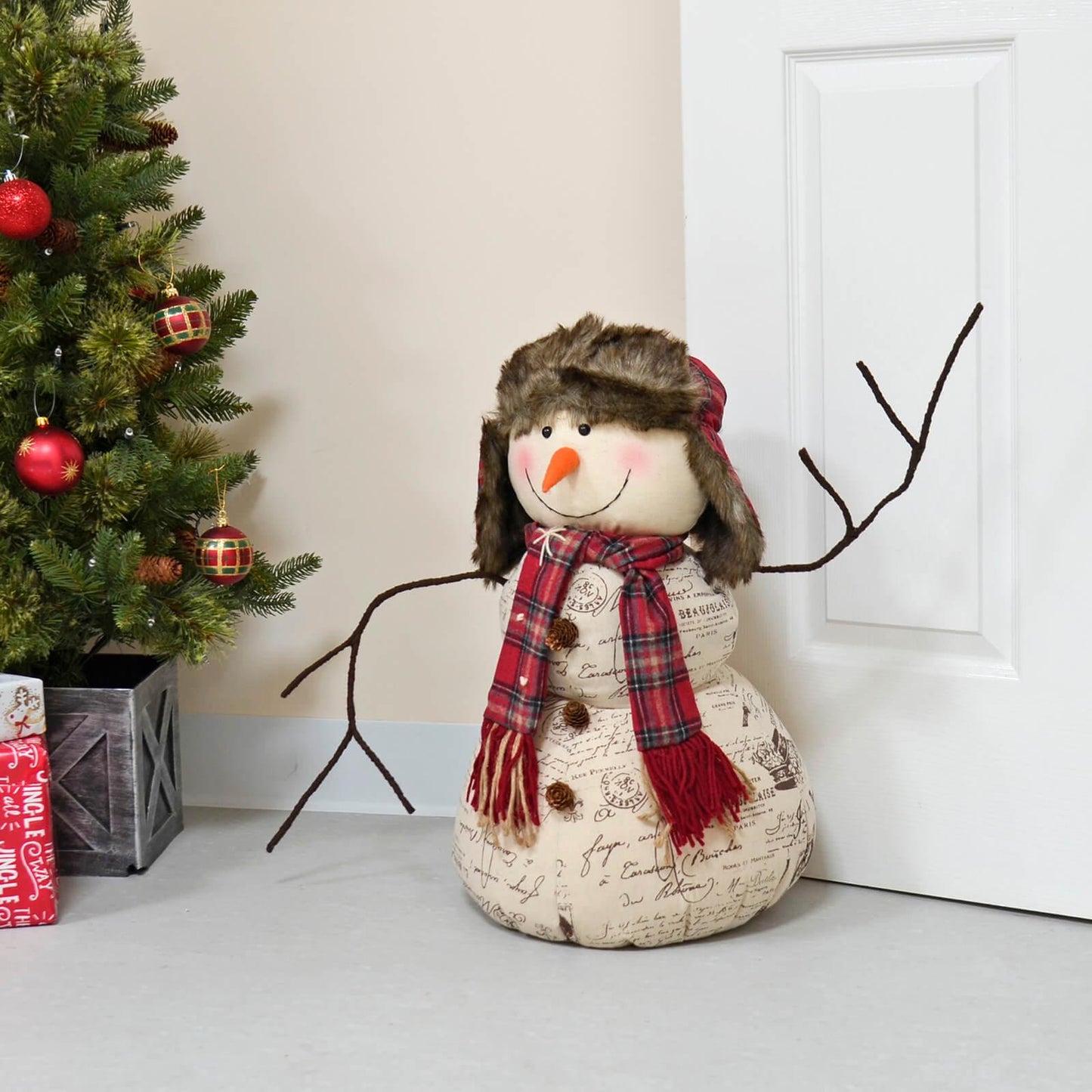 Mr Crimbo 26" Snowman Figure Plush Christmas Decoration - MrCrimbo.co.uk -XS5143 - -christmas decor