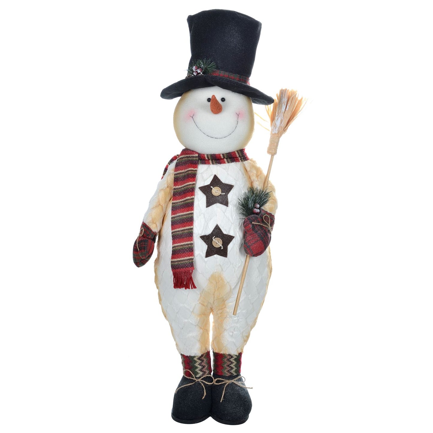 Mr Crimbo Plush Snowman Decoration Traditional Top Hat - MrCrimbo.co.uk -XS5147 - 98cm -christmas decorations