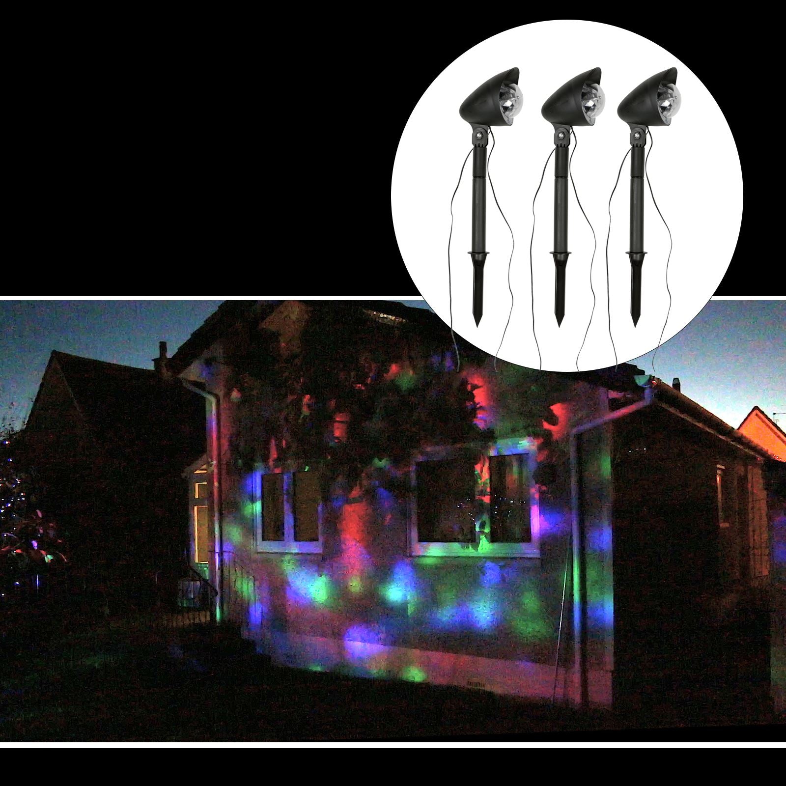 Mr Crimbo LED Multicoloured Disco Outdoor Garden Light Projector - MrCrimbo.co.uk -XS5172 - -christmas garden lights