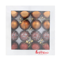 Mr Crimbo 16 x 6cm Christmas Tree Baubles Various Colours - MrCrimbo.co.uk -XS5698 - Coffee -Baubles