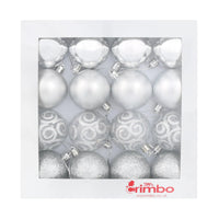 Mr Crimbo 16 x 6cm Christmas Tree Baubles Various Colours - MrCrimbo.co.uk -XS5700 - Silver -Baubles
