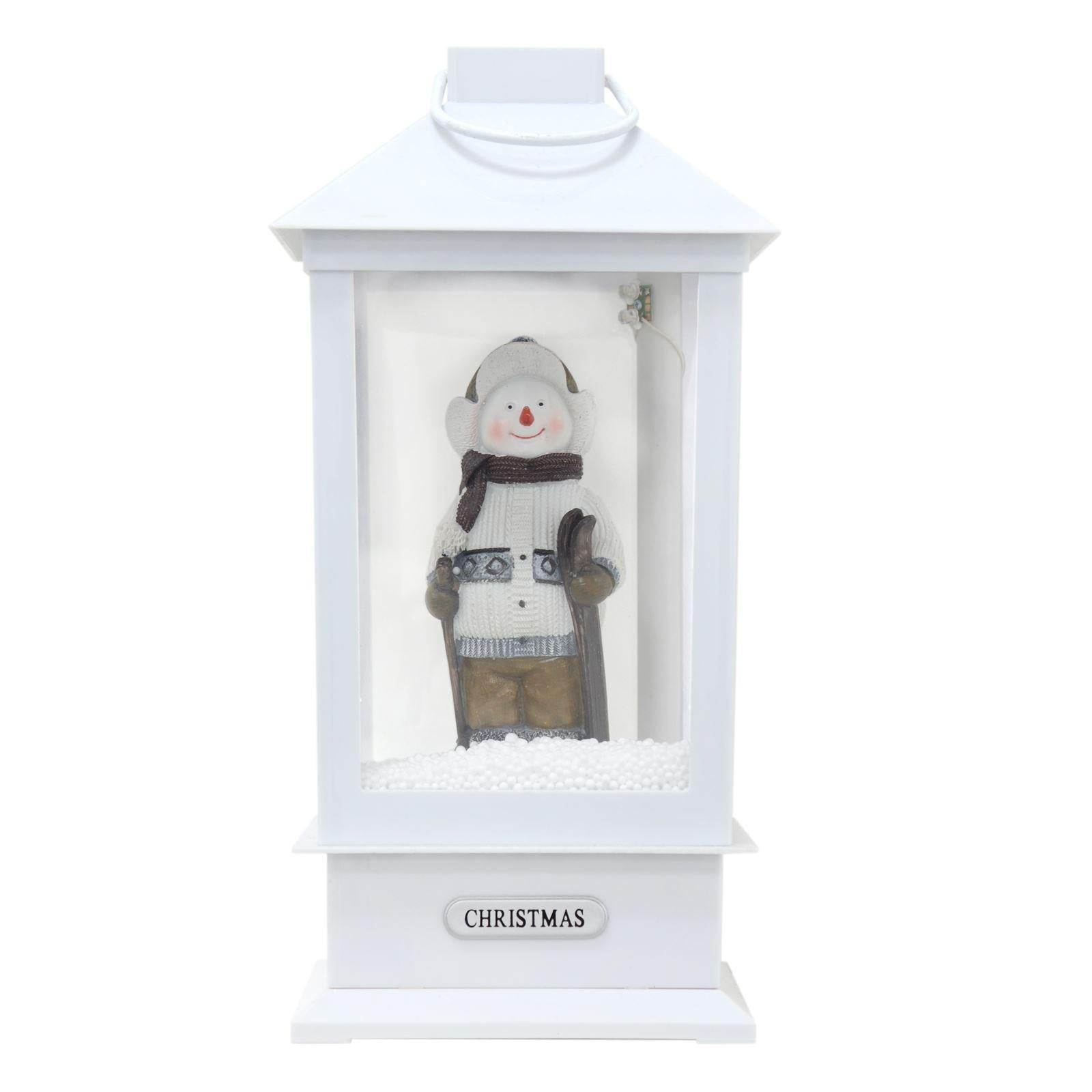 Mr Crimbo 13" Christmas Lantern Light Up Snowing Musical - MrCrimbo.co.uk -XS5717 - Snowman -christmas decorations