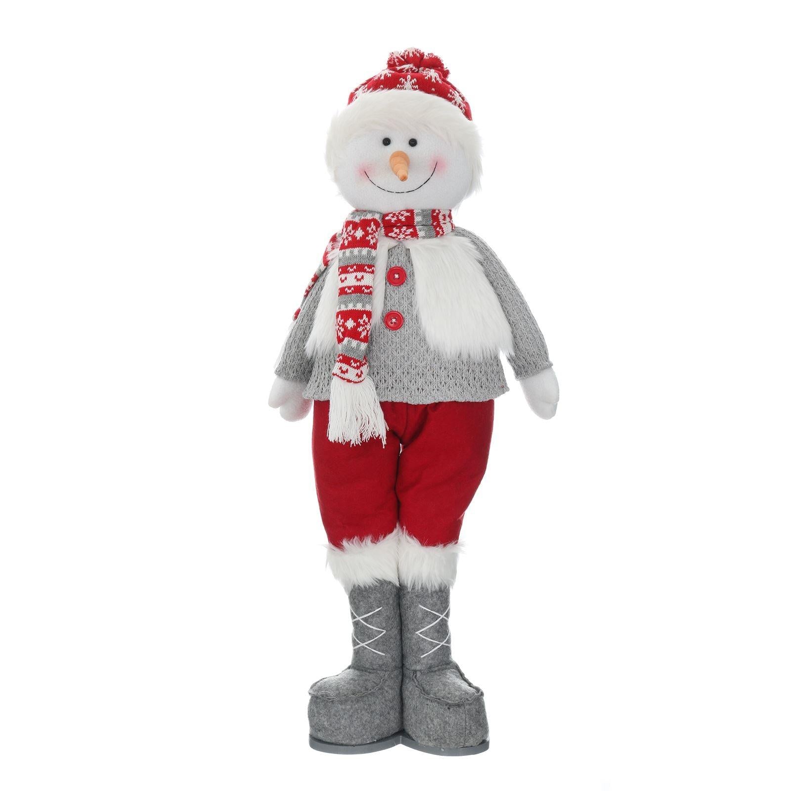 Mr Crimbo 26" Plush Christmas Figure Decoration Grey White - MrCrimbo.co.uk -XS5733 - Snowman -christmas