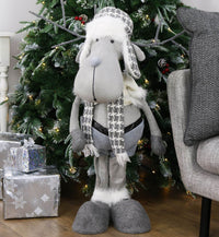 Mr Crimbo Grey Reindeer Standing Christmas Figure 89cm Tall - MrCrimbo.co.uk -XS5737 - -christmas decor
