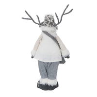 Mr Crimbo 19" Reindeer Figure Christmas Scandi Style Grey White - MrCrimbo.co.uk -XS5738 - Reindeer With Bag -christmas