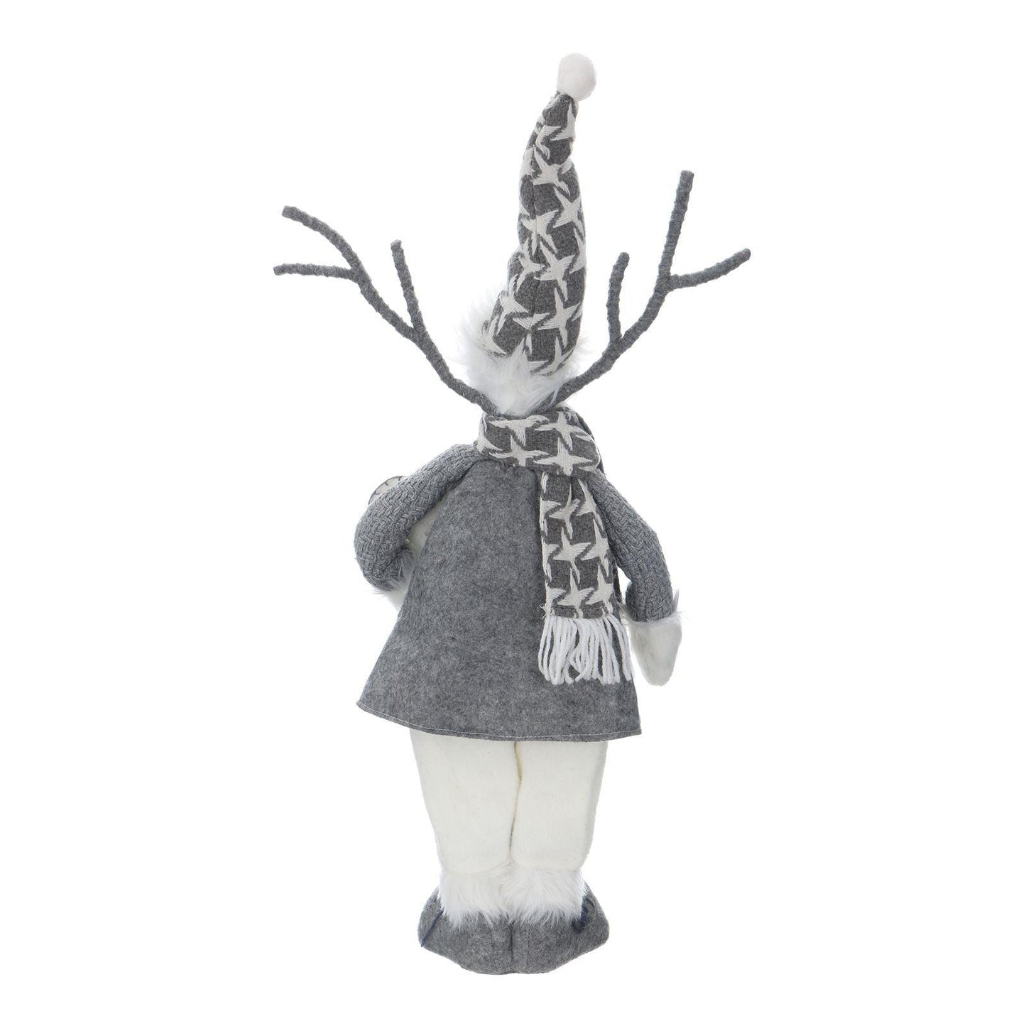 Mr Crimbo 19" Reindeer Figure Christmas Scandi Style Grey White - MrCrimbo.co.uk -XS5739 - Reindeer with Heart -christmas