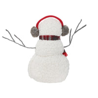 Mr Crimbo Fluffy Snowman Decoration With Earmuffs 52cm Tall - MrCrimbo.co.uk -XS5740 - -christmas decorations