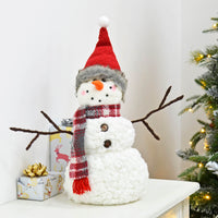 Mr Crimbo Snowman Christmas Figure With Hat & Scarf 35cm - MrCrimbo.co.uk -XS5741 - -christmas decor