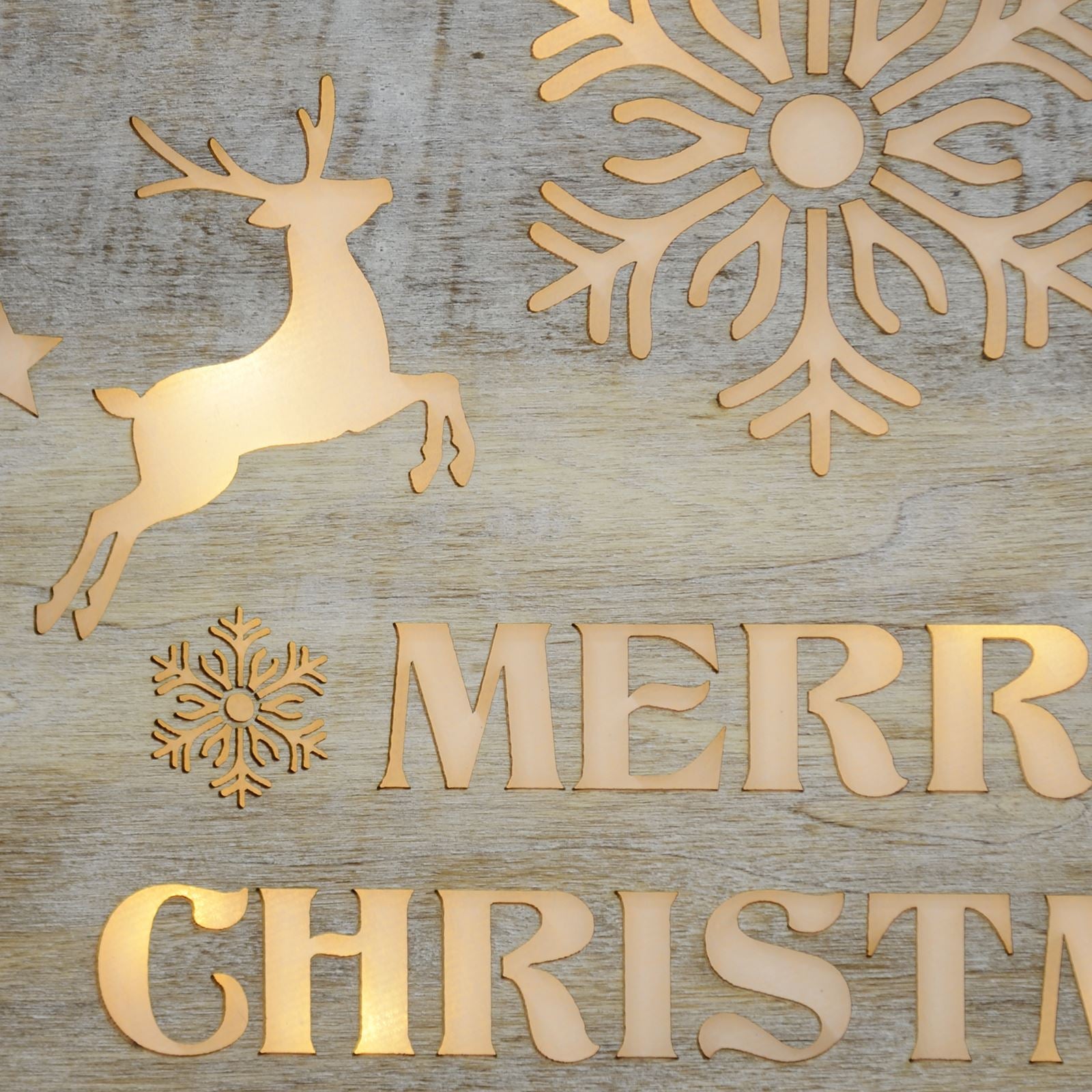 Mr Crimbo Light Up Wall Plaque Christmas Reindeer Wooden - MrCrimbo.co.uk -XS5758 - 25cm -christmas decorations