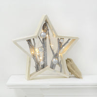 Mr Crimbo Light Up Wooden Frame Christmas Decoration Baubles - MrCrimbo.co.uk -XS5774 - Star -Baubles