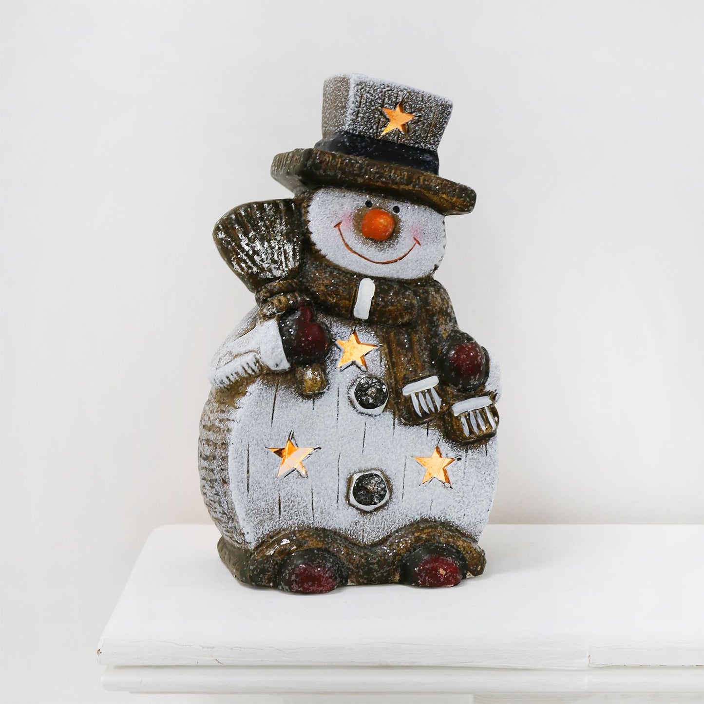 Mr Crimbo 9" Light Up Christmas Ornament Ceramic Figure - MrCrimbo.co.uk -XS5780 - Snowman -ceramic figure