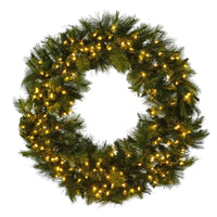 Mr Crimbo Large Pre-Lit Christmas Wreath Green Pine 48" - MrCrimbo.co.uk -XS5822 - -christmas wreath