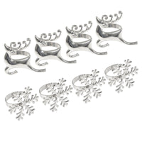 Mr Crimbo Set of 4 Silver Christmas Napkin Rings Tableware - MrCrimbo.co.uk -XS5837 - Reindeer -christmas napkins