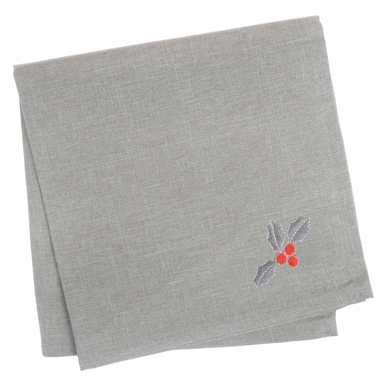 Mr Crimbo Grey Merry Christmas Embroidered Tablecloth/Napkin - MrCrimbo.co.uk -XS5852 - 4pk Napkins -christmas napkins