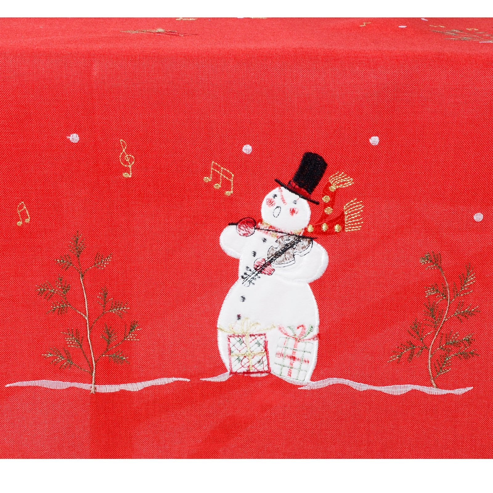Mr Crimbo Singing Snowmen Embroidered Tablecloth/Napkin - MrCrimbo.co.uk -XS5859 - 52 x 90" -christmas napkins
