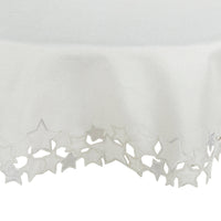 Mr Crimbo Silver Star Embroidered Edge Tablecloth/Napkin - MrCrimbo.co.uk -XS5863 - 52 x 90" -christmas napkins