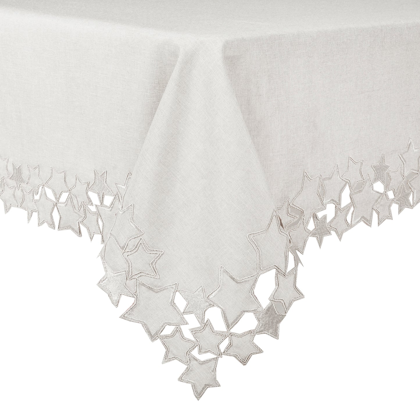 Mr Crimbo Silver Star Embroidered Edge Tablecloth/Napkin - MrCrimbo.co.uk -XS5862 - 52 x 70" -christmas napkins