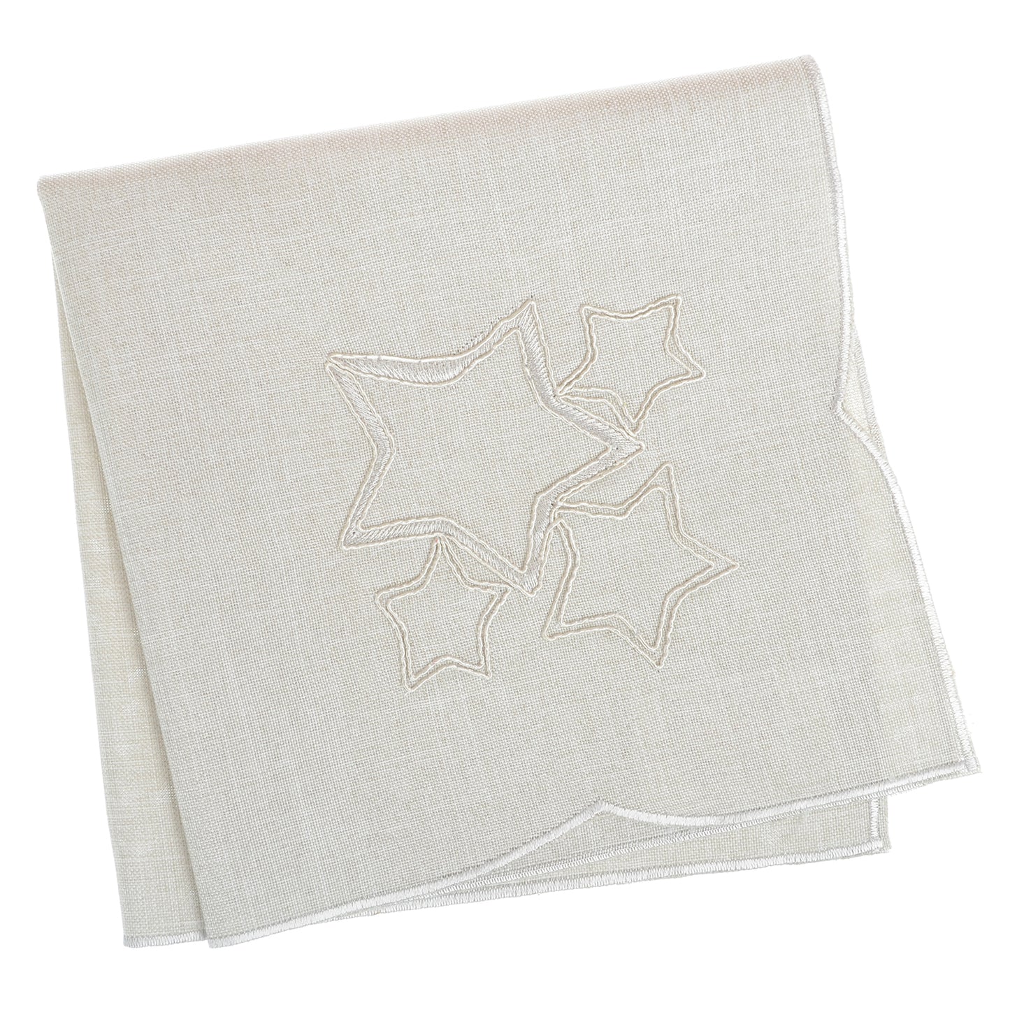 Mr Crimbo Silver Star Embroidered Edge Tablecloth/Napkin - MrCrimbo.co.uk -XS5864 - 4pk Napkins -christmas napkins