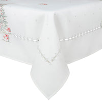 Mr Crimbo Traditional Christmas Tree/Rocking Horse Tablecloth - MrCrimbo.co.uk -XS5874 - White/Colour -christmas napkins
