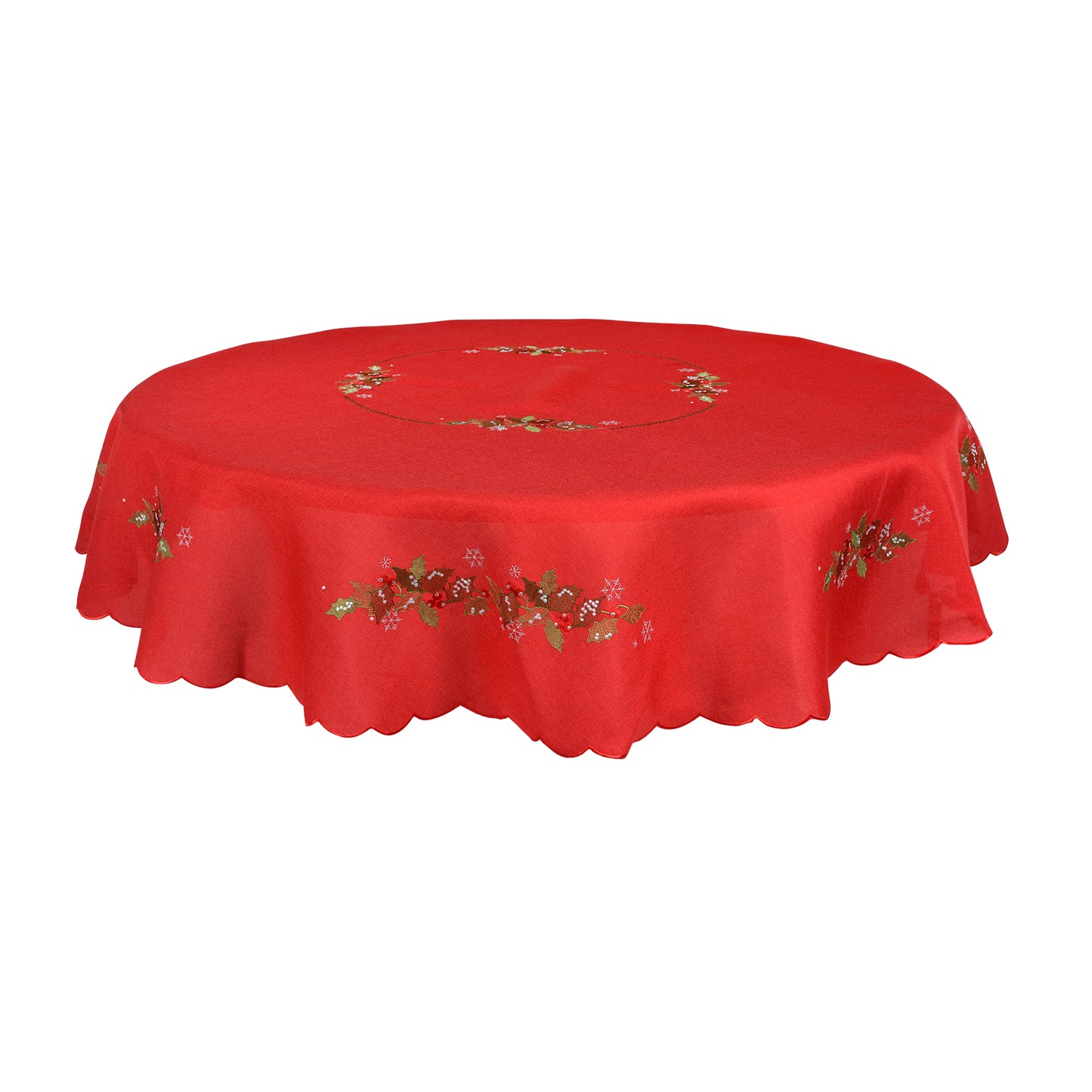 Mr Crimbo Holly & Berry Embroidered Tablecloth/Napkin - MrCrimbo.co.uk -XS5885 - Red -christmas napkins