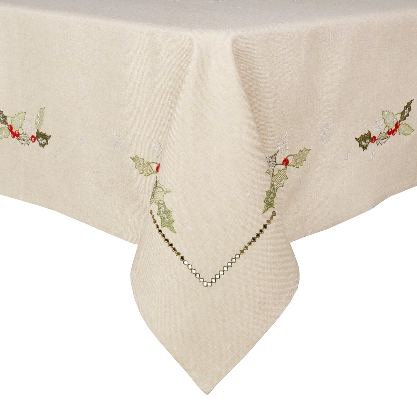 Mr Crimbo Holly & Berry Embroidered Tablecloth/Napkin - MrCrimbo.co.uk -XS5890 - Biscuit -christmas napkins