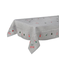 Mr Crimbo Fun Merry Christmas Embroidered Tablecloth - MrCrimbo.co.uk -XS5899 - Grey -christmas home decor