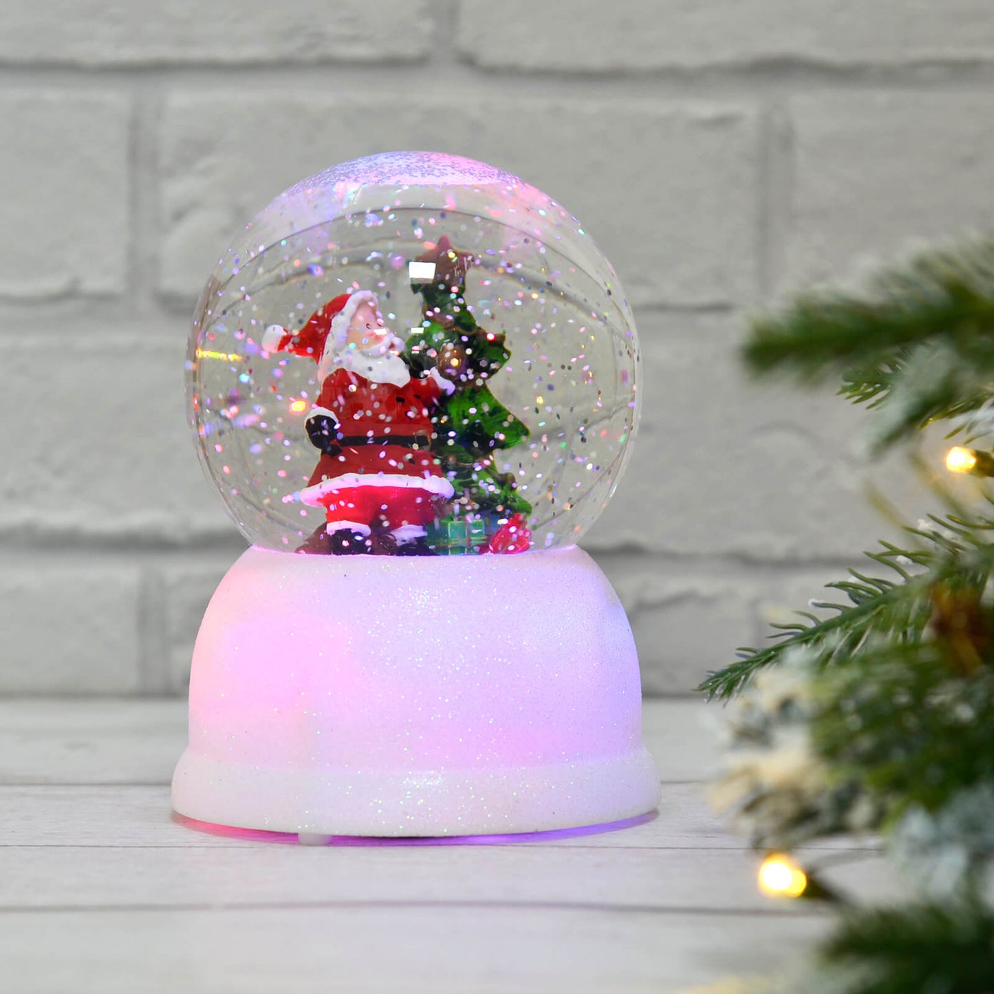 Mr Crimbo Santa Globe Glitter Water Spinner Ornament - MrCrimbo.co.uk -XS6369 - -christmas decor