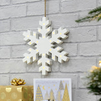 Mr Crimbo White Wooden LED Snowflake Christmas Decoration - MrCrimbo.co.uk -XS6386 - -christmas decorations