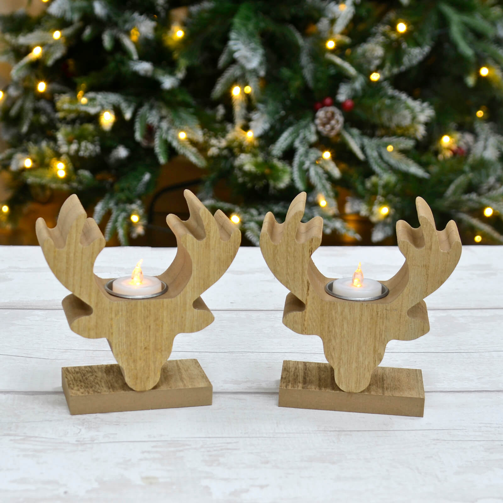 Buy Wooden Stags Head Tealight Candle Holders Mr Crimbo MrCrimbo