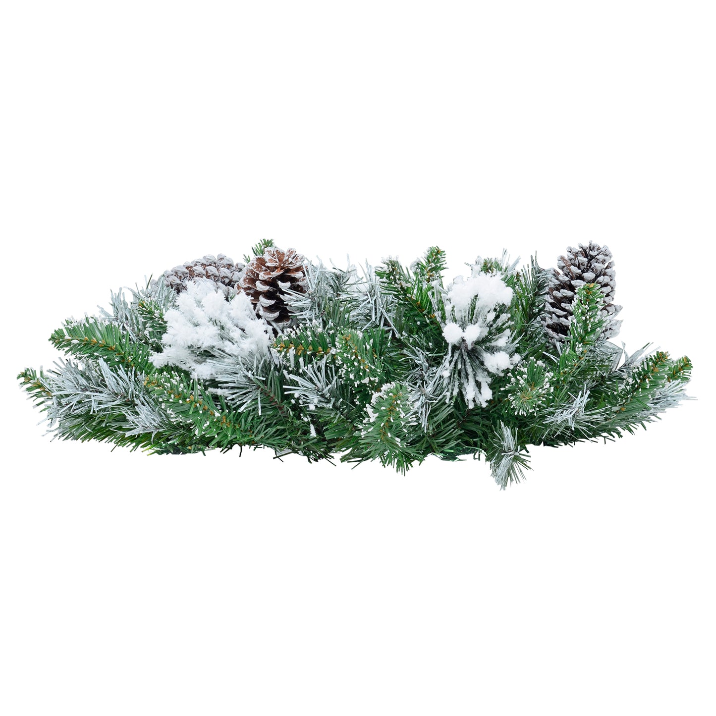 Mr Crimbo Christmas Wreath Flocked Green Pine Cones 20" - MrCrimbo.co.uk -XS6417 - -20" wreath