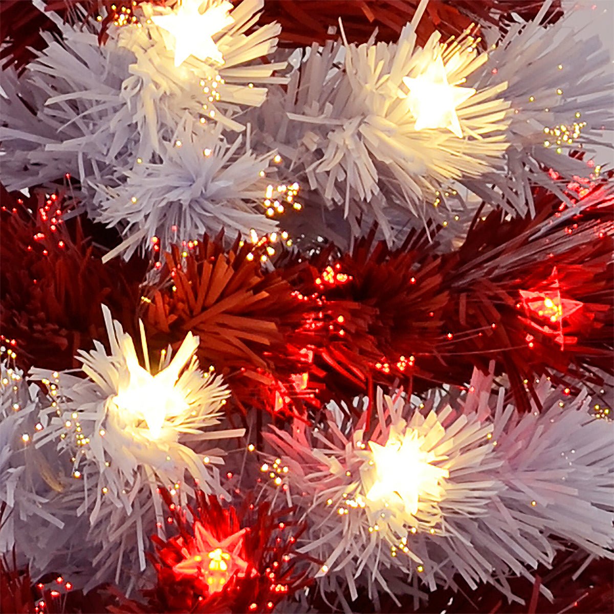 Mr Crimbo 4ft Fibre Optic Christmas Tree Stripe Red Blue - MrCrimbo.co.uk -XS6422 - Red/White -4ft christmas tree