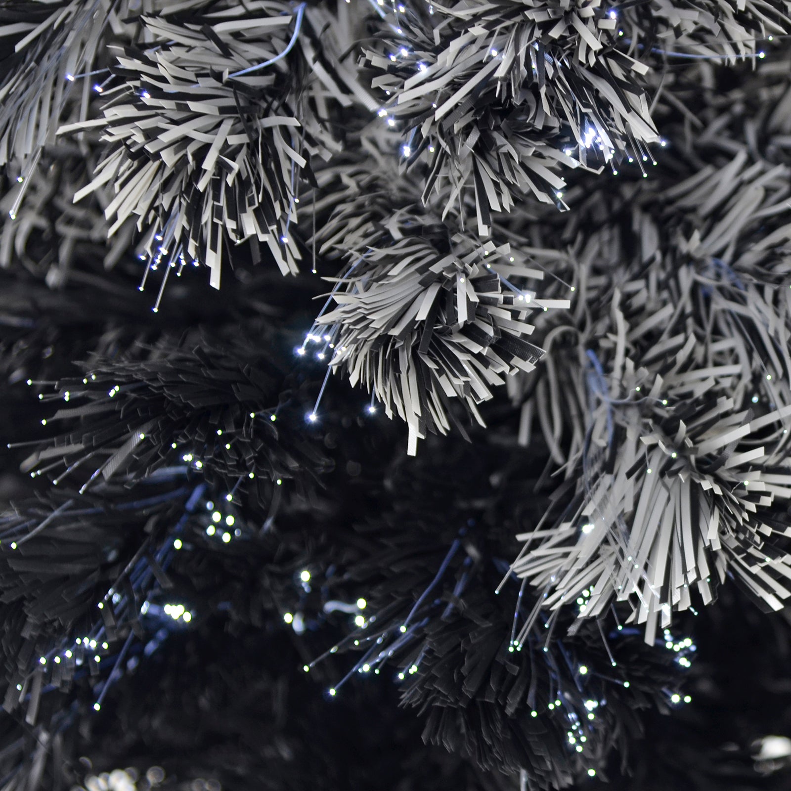 Mr Crimbo 6ft Fibre Optic Pencil Christmas Tree Black White - MrCrimbo.co.uk -XS6426 - -6ft christmas tree