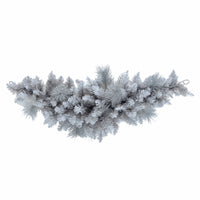 Mr Crimbo Christmas Swag Silver Glitter Frosted Pine 24" - MrCrimbo.co.uk -XS6431 - -christmas garland