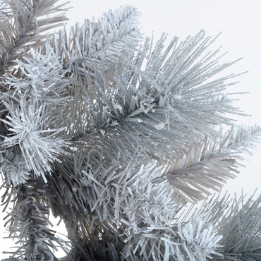 Mr Crimbo Christmas Garland Silver Glitter Frosted Pine 6ft - MrCrimbo.co.uk -XS6433 - -Decorations