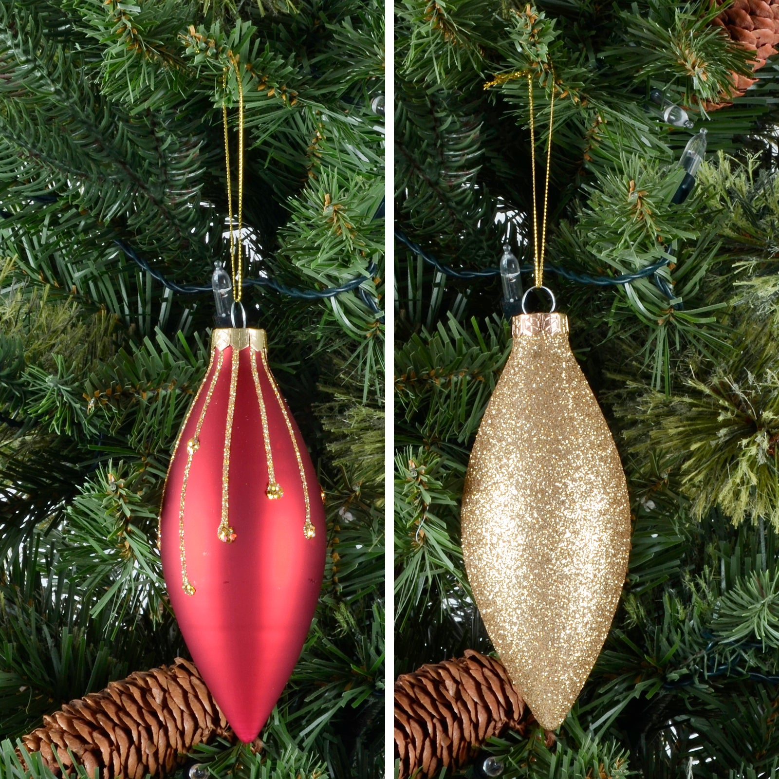 Mr Crimbo 6pk Glitter Glass Drop Christmas Tree Decorations - MrCrimbo.co.uk -XS6462 - Black/Silver -black silver tree baubles