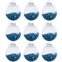 Mr Crimbo 9 x 8cm Foil Filled Shaker Christmas Tree Baubles - MrCrimbo.co.uk -XS6469 - Deep Blue -Baubles