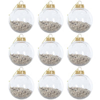 Mr Crimbo 9 x 8cm Foil Filled Shaker Christmas Tree Baubles - MrCrimbo.co.uk -XS6470 - Champagne -Baubles