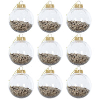 Mr Crimbo 9 x 8cm Foil Filled Shaker Christmas Tree Baubles - MrCrimbo.co.uk -XS6472 - Gold -Baubles