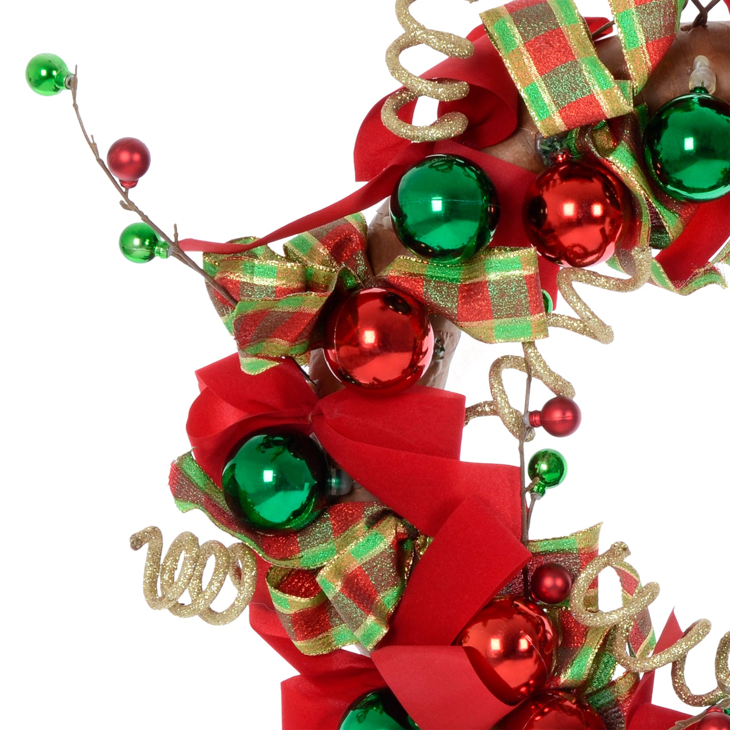 Mr Crimbo Christmas Wreath Modern Decoration Red Green 24" - MrCrimbo.co.uk -XS6496 - -christmas wreath